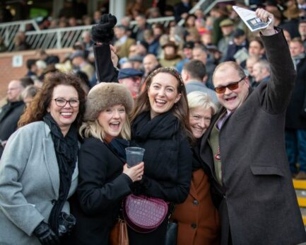 Full Membership Group Cheering at Newbury Racecourse