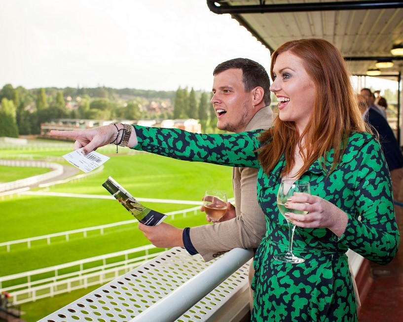 Private Suites at Newbury Racecourse Racegoers on Balcony