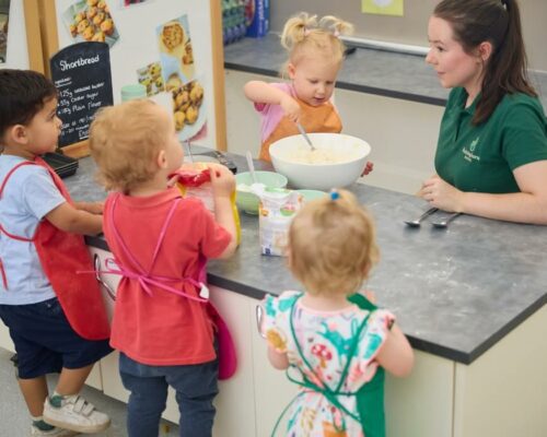 Children's Kitchen Children mixing bowls at The Rocking Horse Nursery